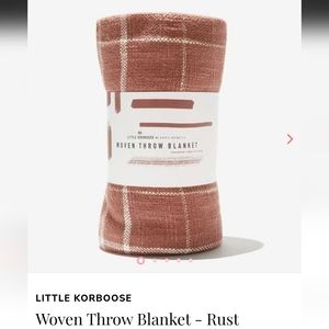 💖💖 NWT Little Korboose Warm Throw Blanket Plaid Rust & Cream 100% Cotton